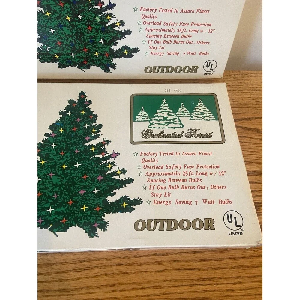(2) Enchanted Forest 25-Light Set C9 Ceramic Bulbs Vtg Christmas BLUE New Outdoo